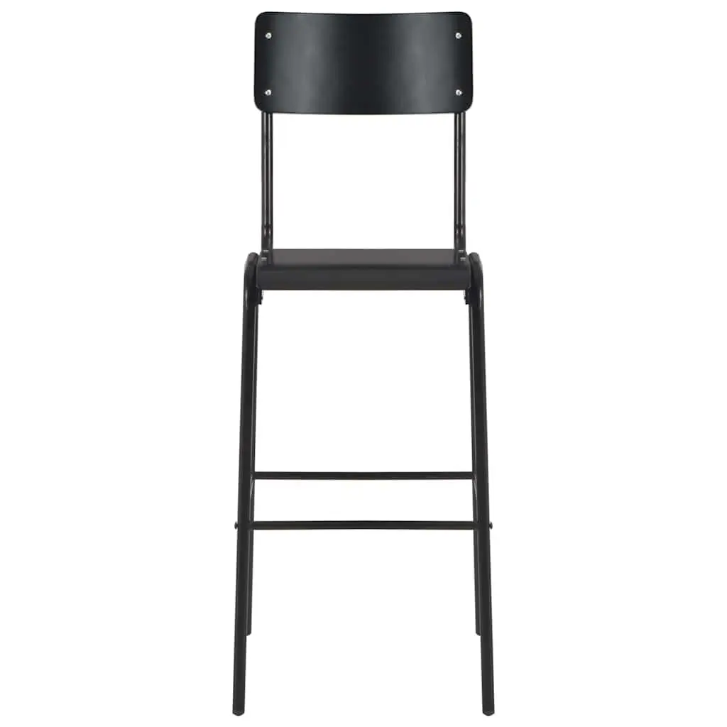 Bar Stools Solid Plywood Seat Powder-Coated Steel Legs Stackable 6 Pieces Black