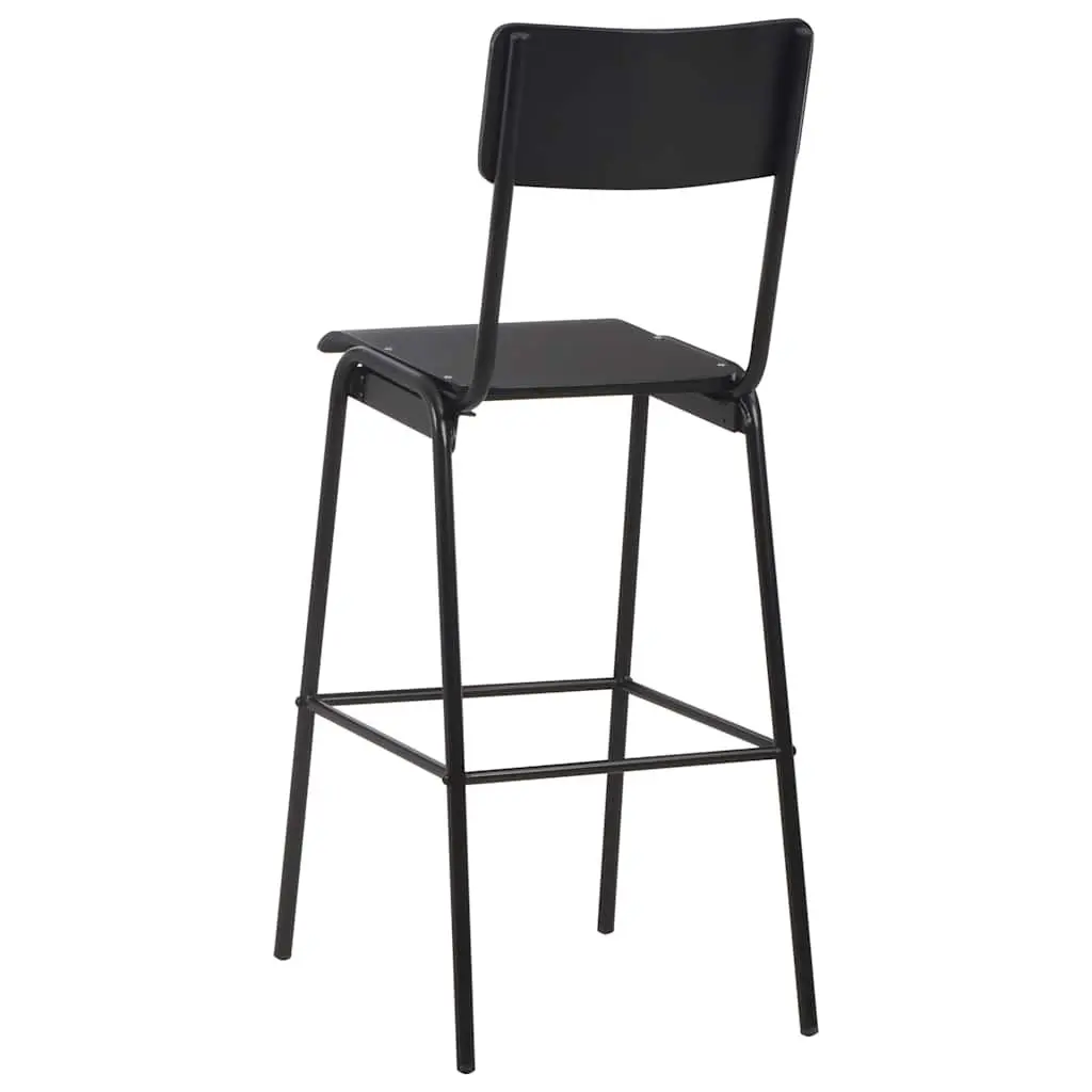 Bar Stools Solid Plywood Seat Powder-Coated Steel Legs Stackable 6 Pieces Black