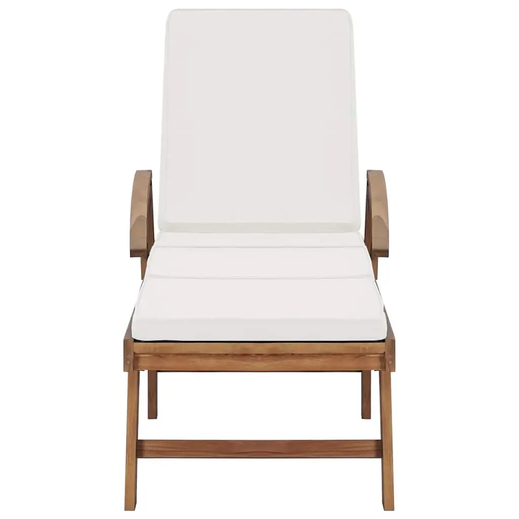 Sun Loungers Solid Teak Wood Adjustable Backrest Cream 2 pcs with Cushions