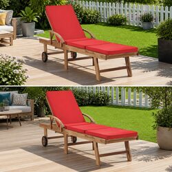 Sun Loungers 2 pcs with Cushions Outdoor Deck Chair Adjustable Backrest Wheels