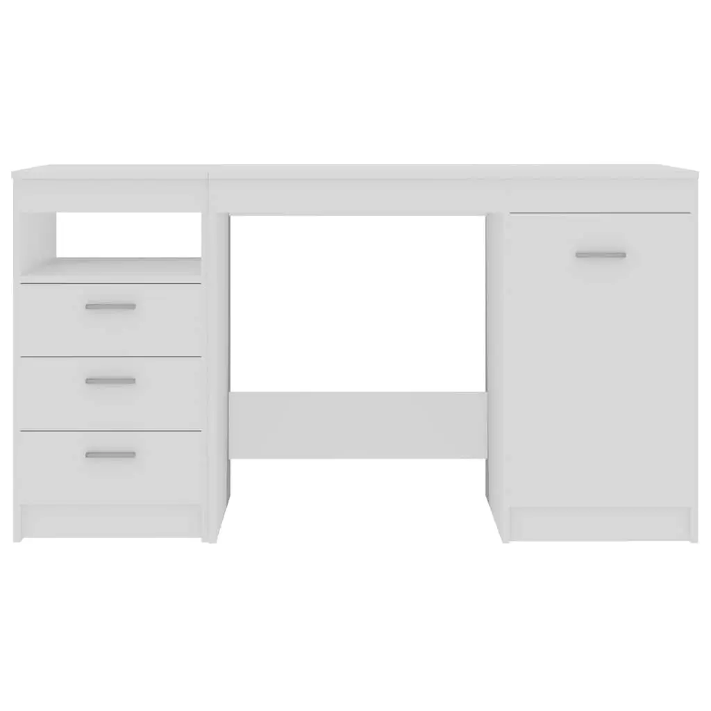Office Desk Engineered Wood 140cm x 50cm x 76cm White with Storage Drawers and Door