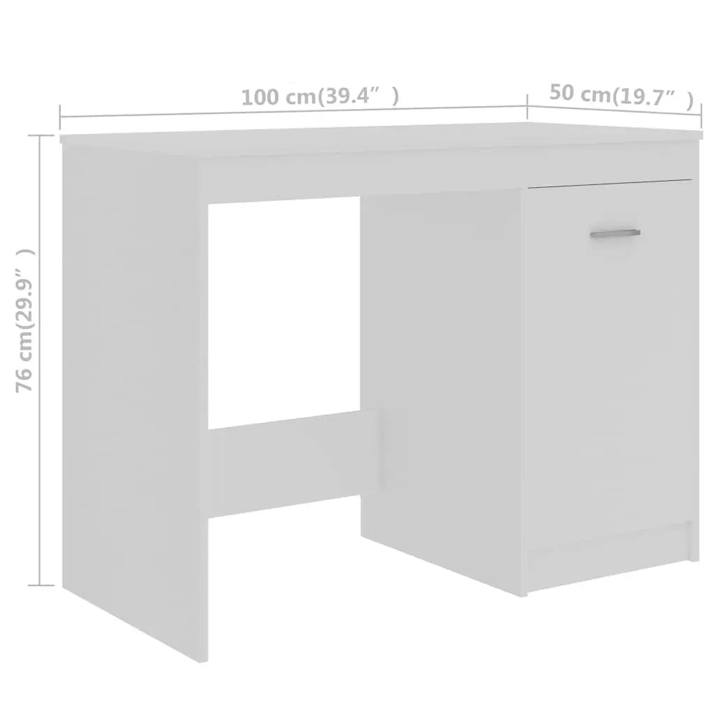 Office Desk Engineered Wood 140cm x 50cm x 76cm White with Storage Drawers and Door