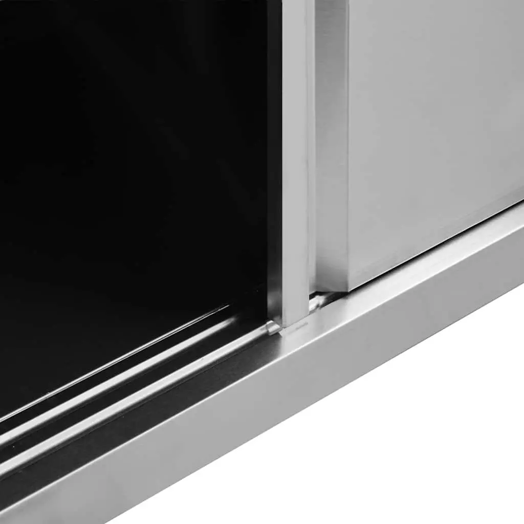 Stainless Steel Work Tables 200x50cm with Storage Sliding Doors for Commercial Kitchen