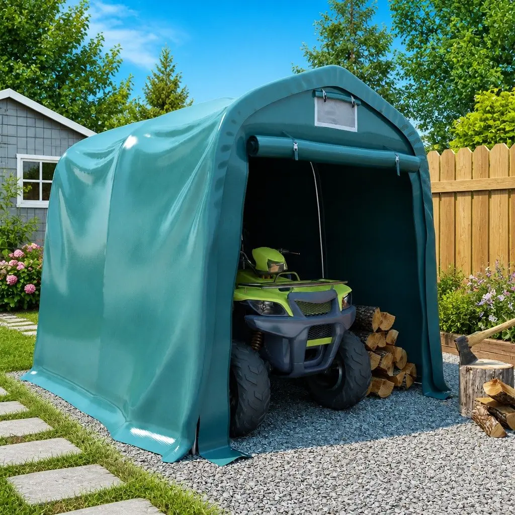 Garage Tent Storage Water-resistant PVC 1.6 x 2.4m Green Galvanised Steel Carport Shelter
