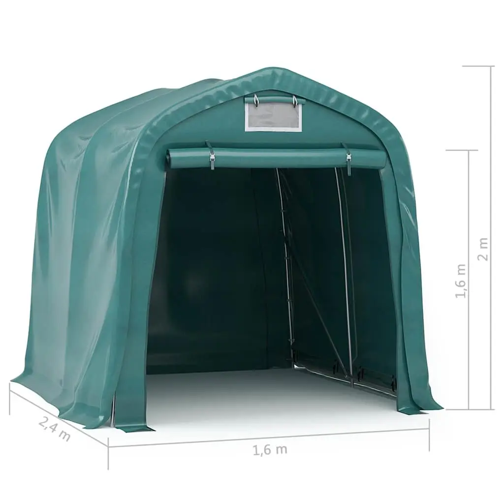 Garage Tent Storage Water-resistant PVC 1.6 x 2.4m Green Galvanised Steel Carport Shelter
