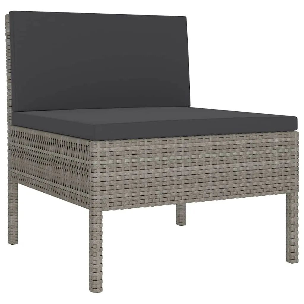 Garden Lounge Set PE Rattan 6 Piece Outdoor Furniture Grey Cushions