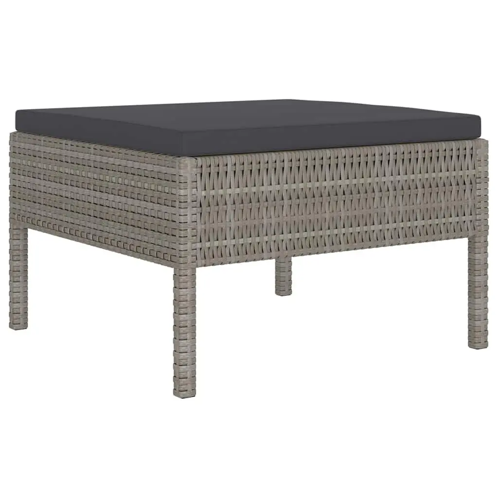 Garden Lounge Set PE Rattan 6 Piece Outdoor Furniture Grey Cushions