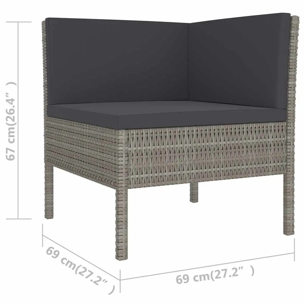Garden Lounge Set PE Rattan 6 Piece Outdoor Furniture Grey Cushions