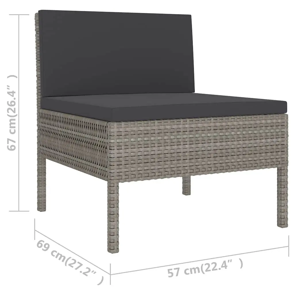 Garden Lounge Set PE Rattan 6 Piece Outdoor Furniture Grey Cushions
