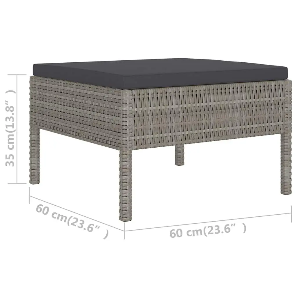 Garden Lounge Set PE Rattan 6 Piece Outdoor Furniture Grey Cushions