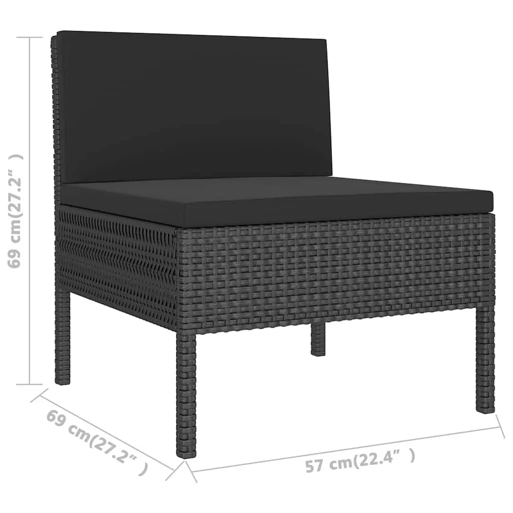 6 Piece Garden Lounge Set PE Rattan Outdoor Furniture Black