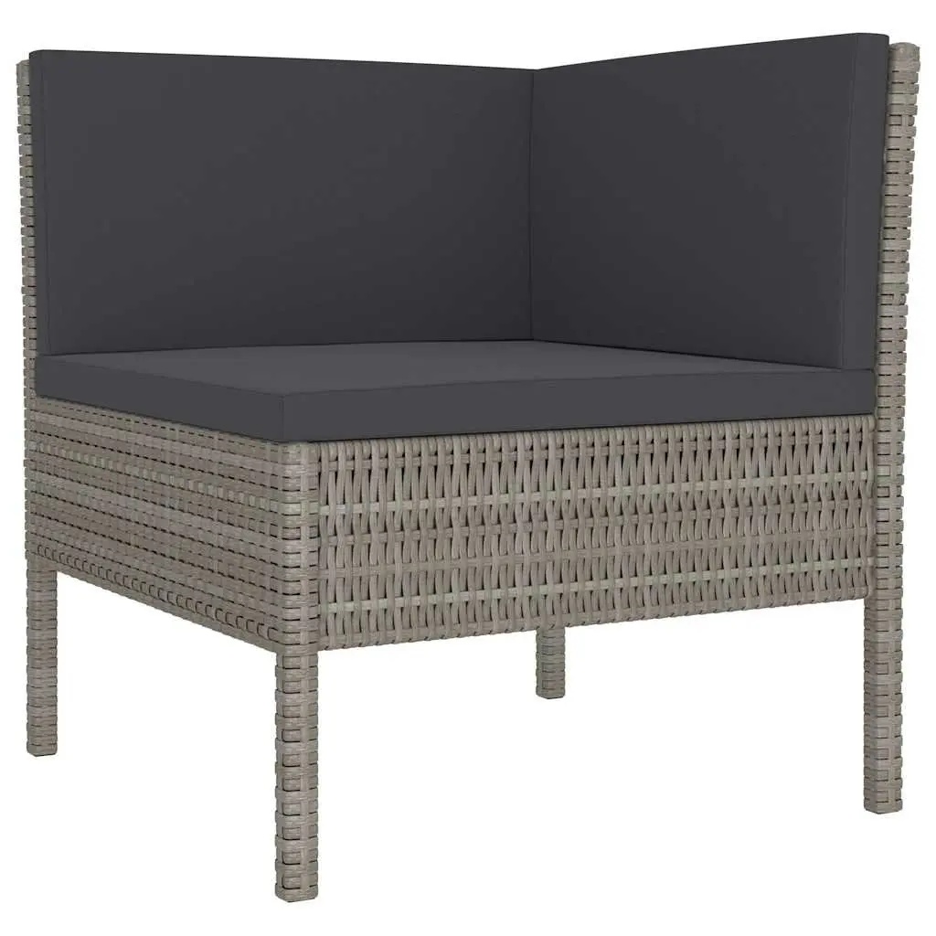 Garden Lounge Set PE Rattan 6 Piece Outdoor Furniture Grey with Cushions