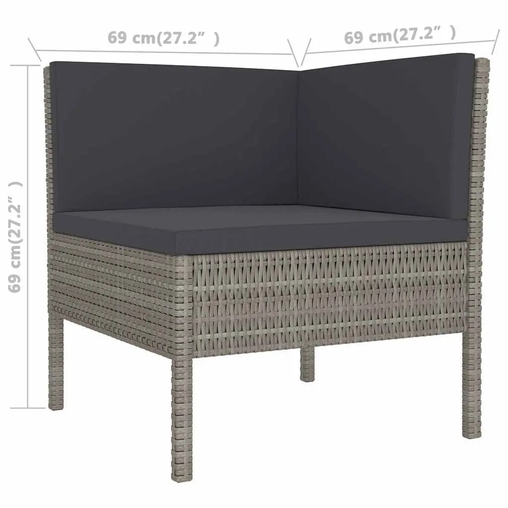Garden Lounge Set PE Rattan 6 Piece Outdoor Furniture Grey with Cushions