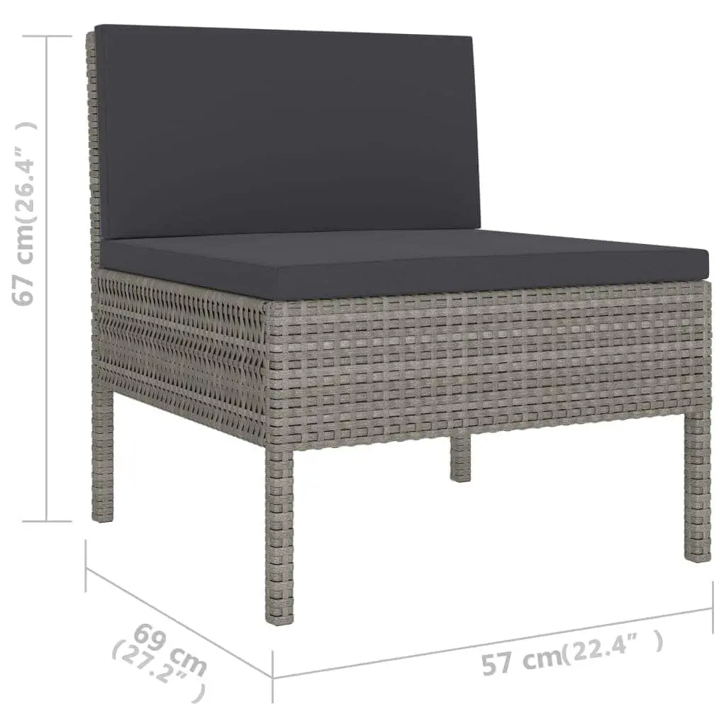 Garden Lounge Set PE Rattan 6 Piece Outdoor Furniture Grey with Cushions