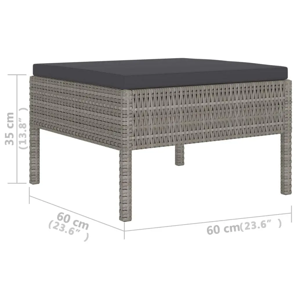 Garden Lounge Set PE Rattan 6 Piece Outdoor Furniture Grey with Cushions