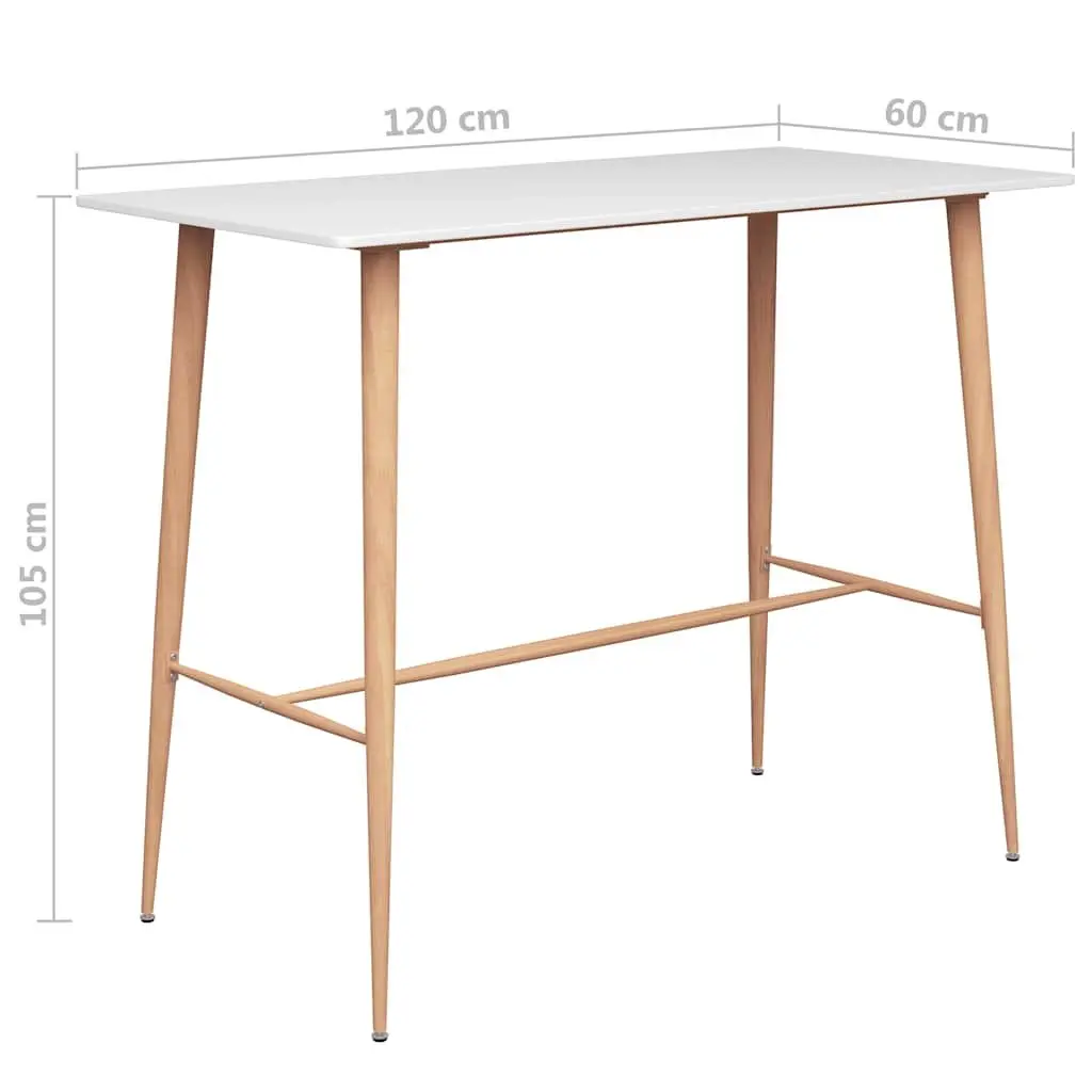 Bar Set 5 Piece Counter Height Table Stools MDF Metal White Grey