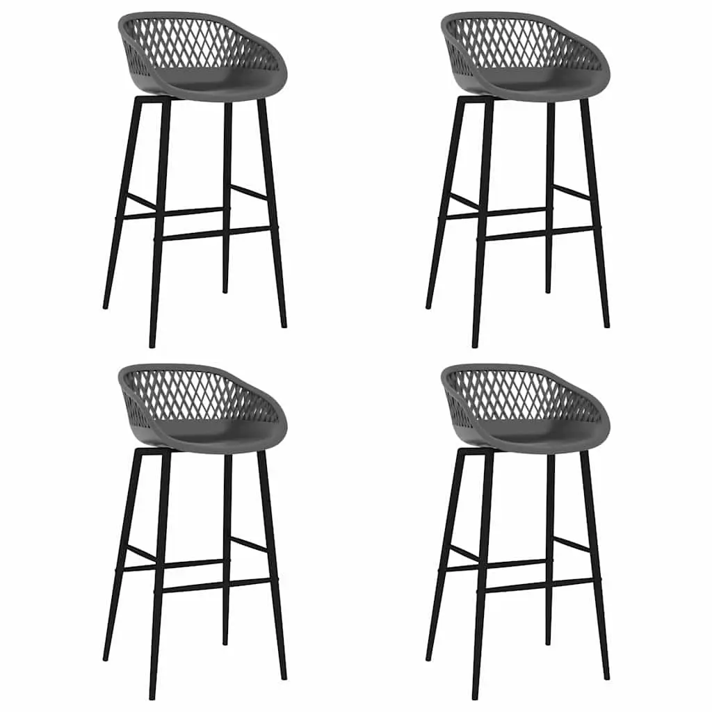 Bar Set 5 Piece Counter Height Table Stools MDF Metal White Grey