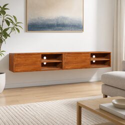 Wall-mounted TV Cabinet 180cm Solid Teak Wood Storage Unit Living Room Furniture