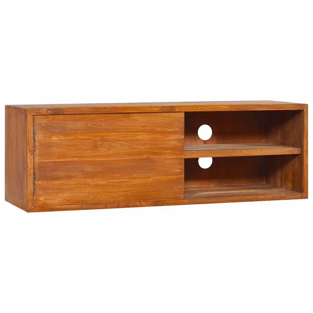 Wall-mounted TV Cabinet Solid Teak Wood 180cm Brown Storage Unit Living Room Furniture