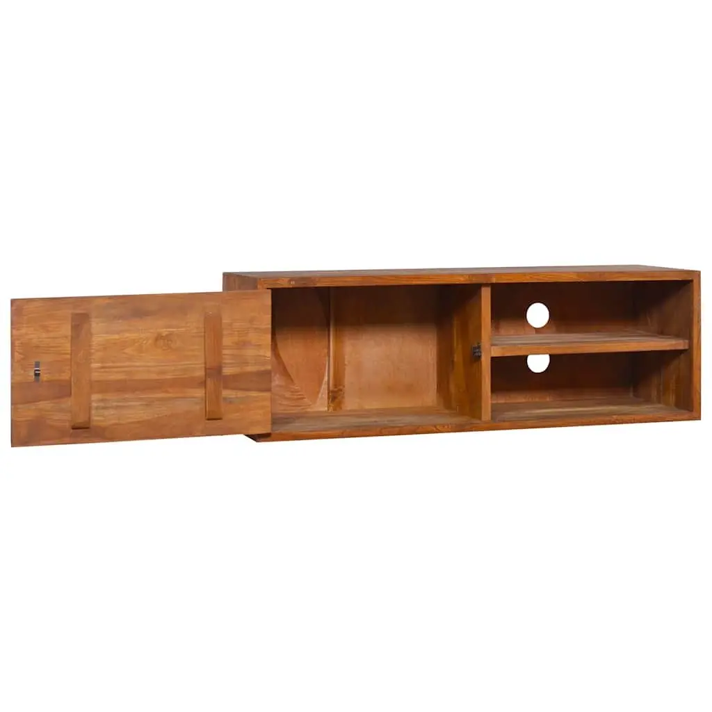 Wall-mounted TV Cabinet Solid Teak Wood 180cm Brown Storage Unit Living Room Furniture