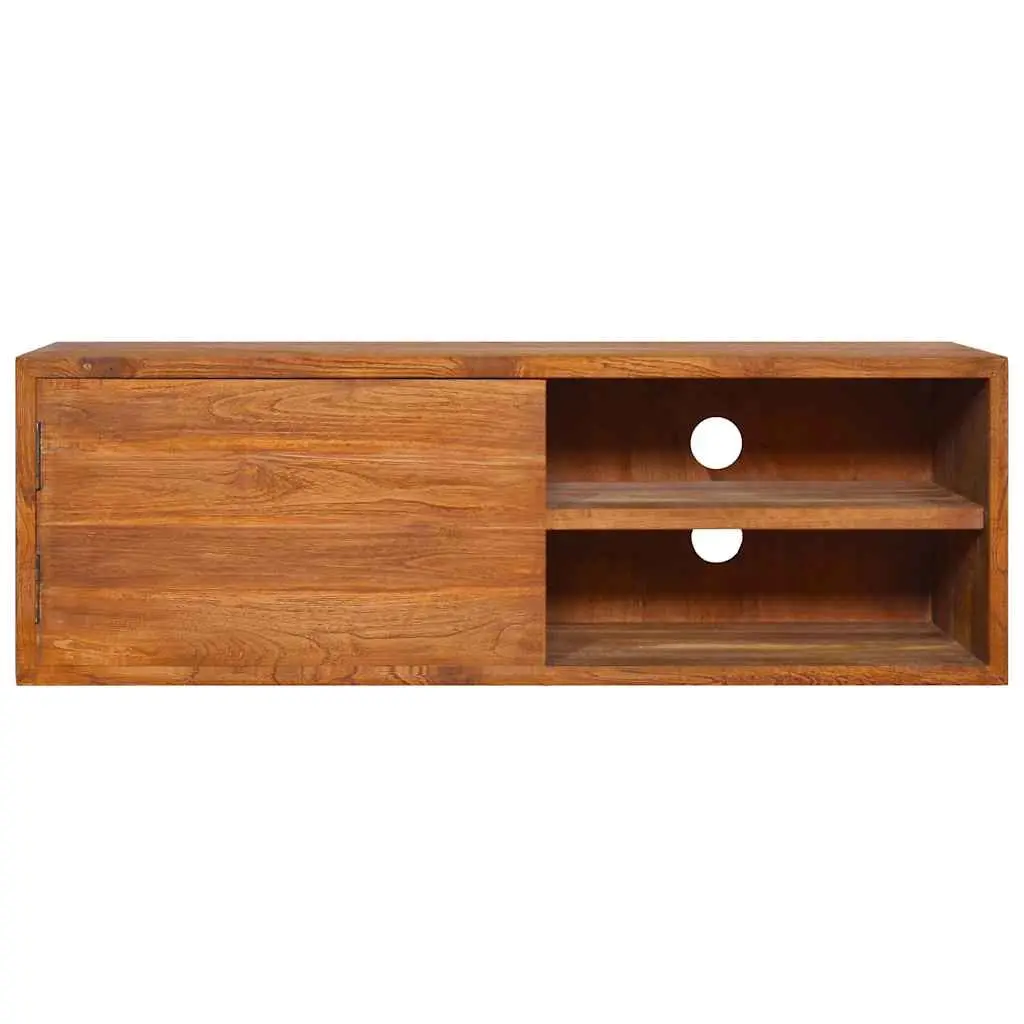 Wall-mounted TV Cabinet Solid Teak Wood 180cm Brown Storage Unit Living Room Furniture