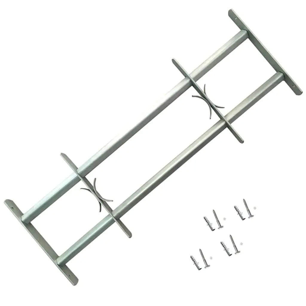 Security Window Grilles Adjustable Galvanised Steel 1000-1500mm Silver 2 Pieces