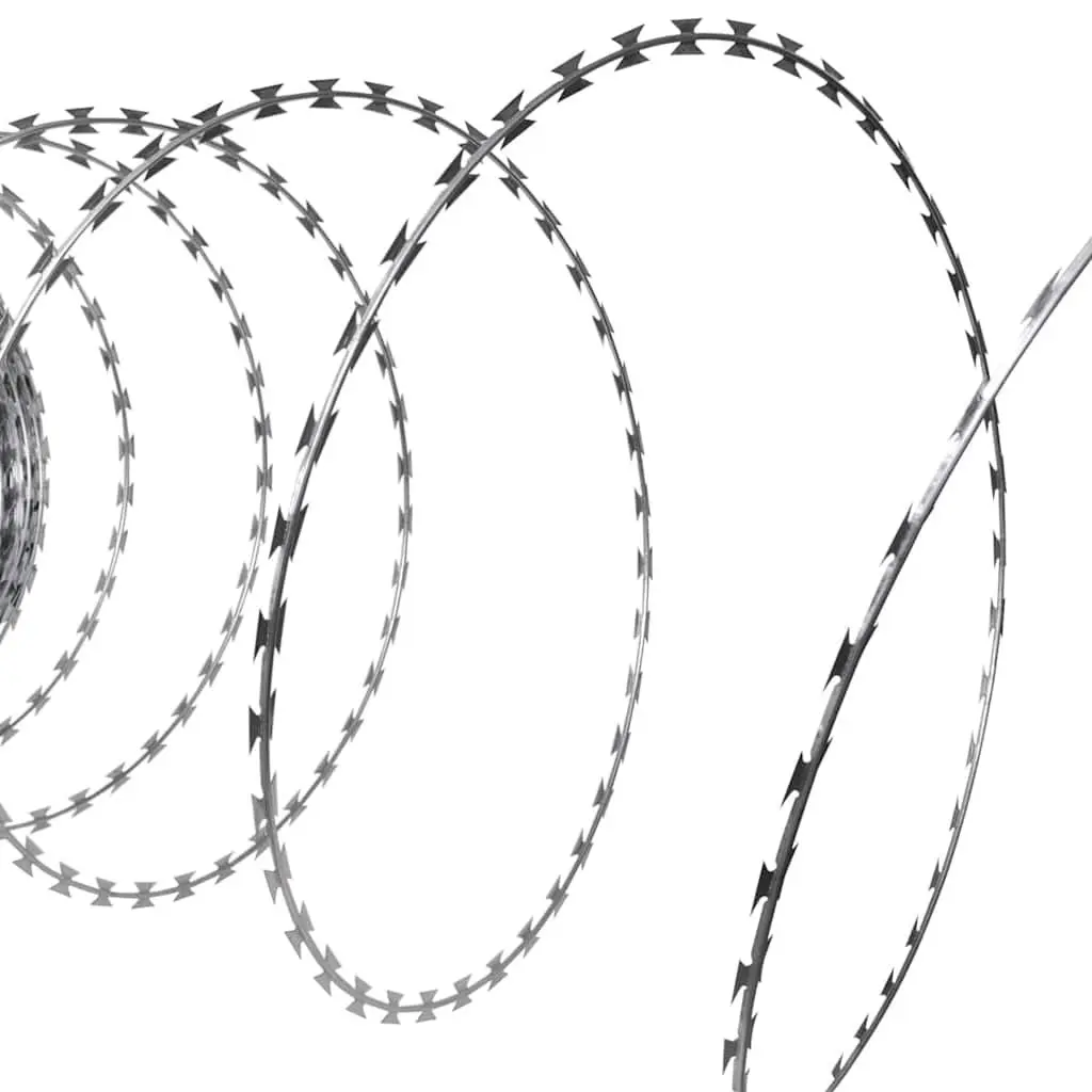 Razor Wire Coil Rolls Galvanized Steel Garden Security 2 Pieces Silver