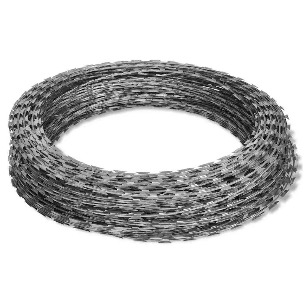 Razor Wire Coils Galvanised Steel Security Fence 2 Piece Set 60m Length