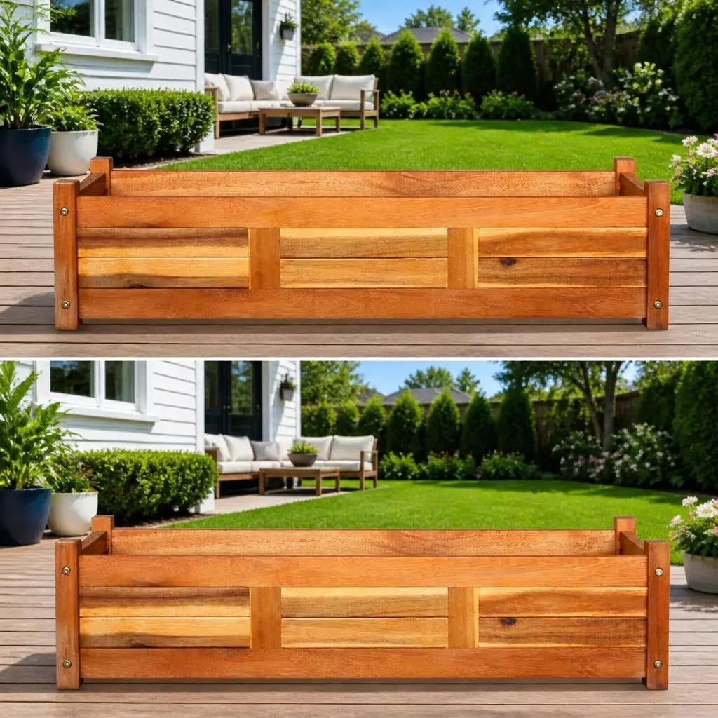 Garden Raised Beds 2 pcs Wooden Planter Box Vegetable Herb Flower Outdoor Deck