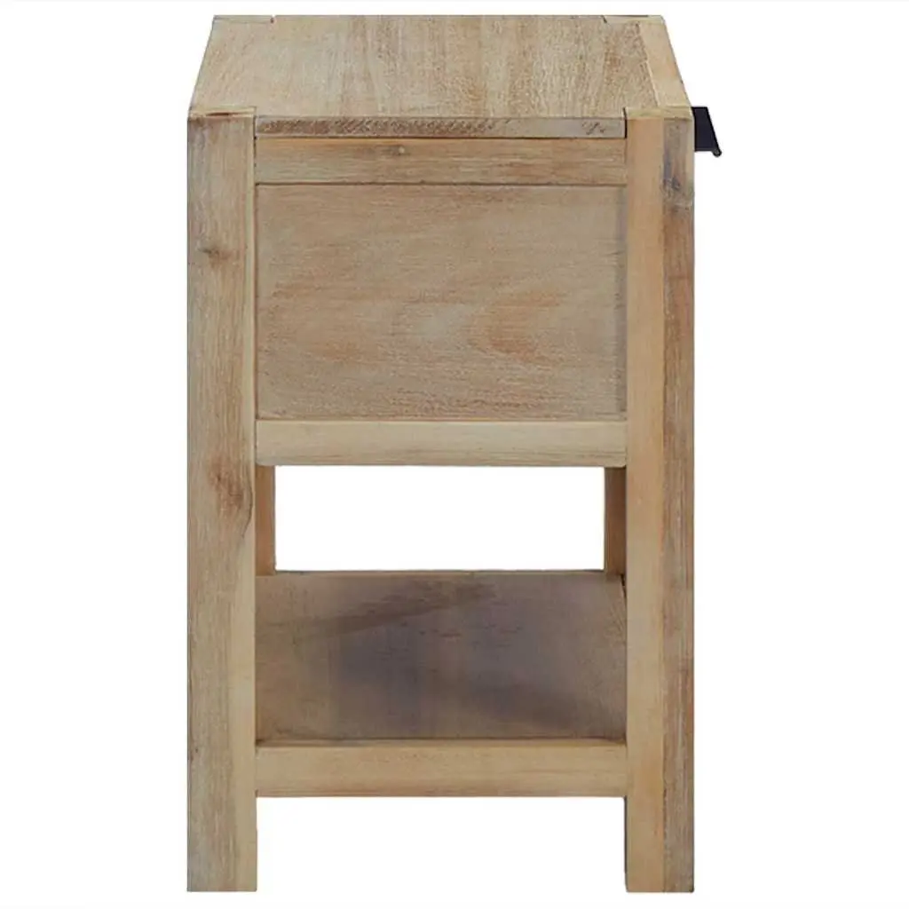 Nightstand Solid Acacia Wood Brown 40x30x48 cm with Drawer and Open Shelf Rustic End Table 2 Piece