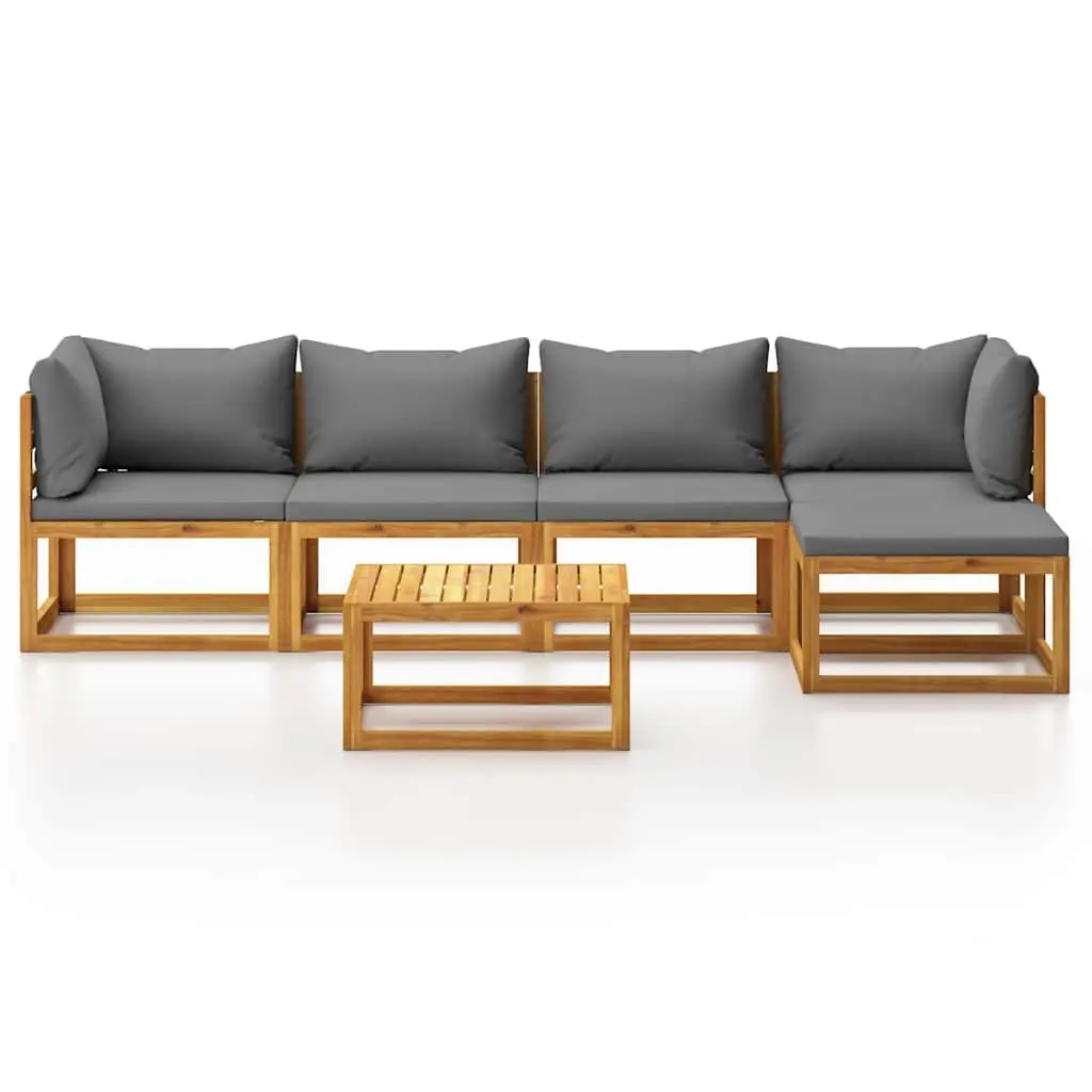 Garden Lounge Set Acacia Wood 6 Piece Outdoor Furniture Sofa Coffee Table Grey