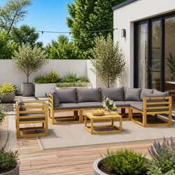 Practical 7-Piece Lounge Set for Garden or Patio - Grey