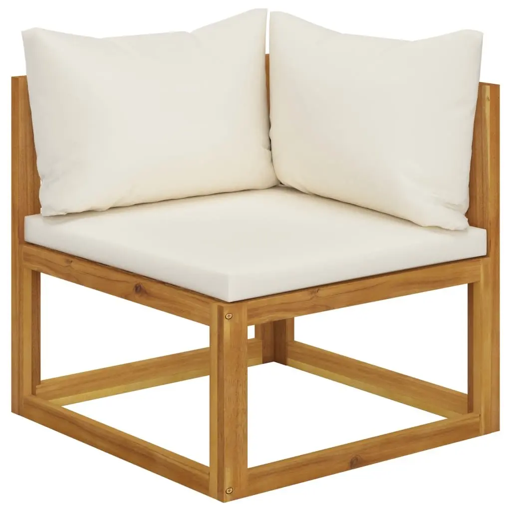 Garden Lounge Set Solid Acacia Wood Frame 7 Piece Outdoor Furniture Cream