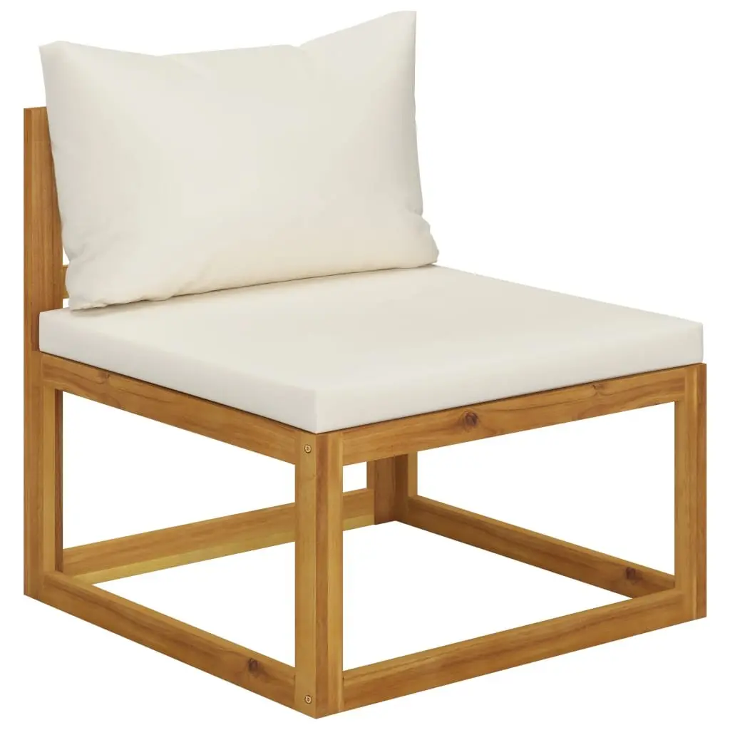 Garden Lounge Set Solid Acacia Wood Frame 7 Piece Outdoor Furniture Cream