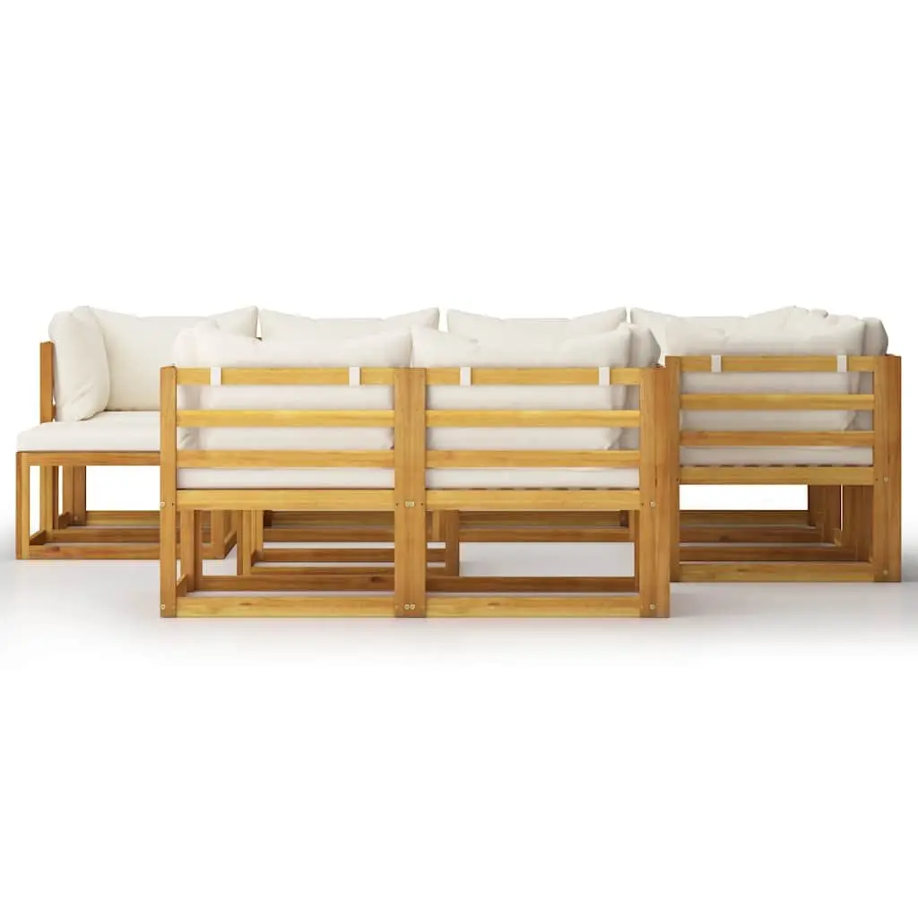 Garden Lounge Set 10 Piece Outdoor Furniture with Cushions Cream Solid Wood