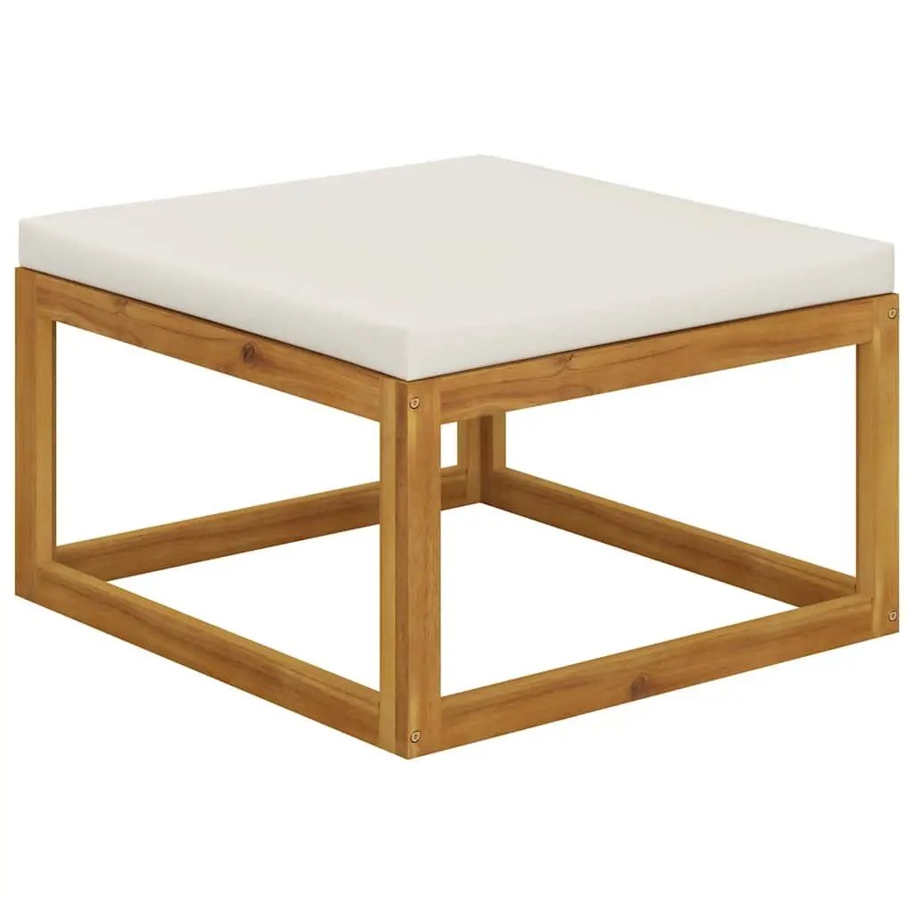 Garden Lounge Set 10 Piece Outdoor Furniture with Cushions Cream Solid Wood