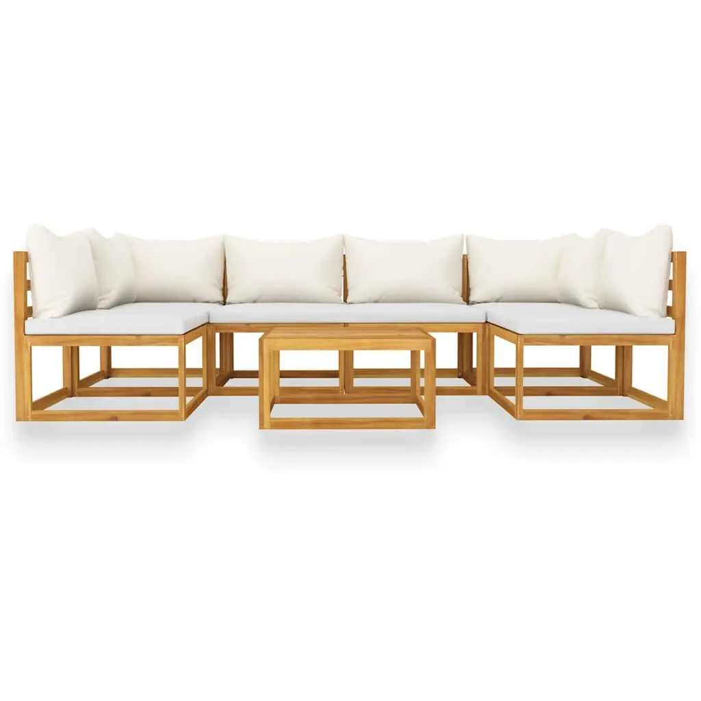 Garden Lounge Set Solid Acacia Wood Modular 7 Piece Outdoor Furniture Cream