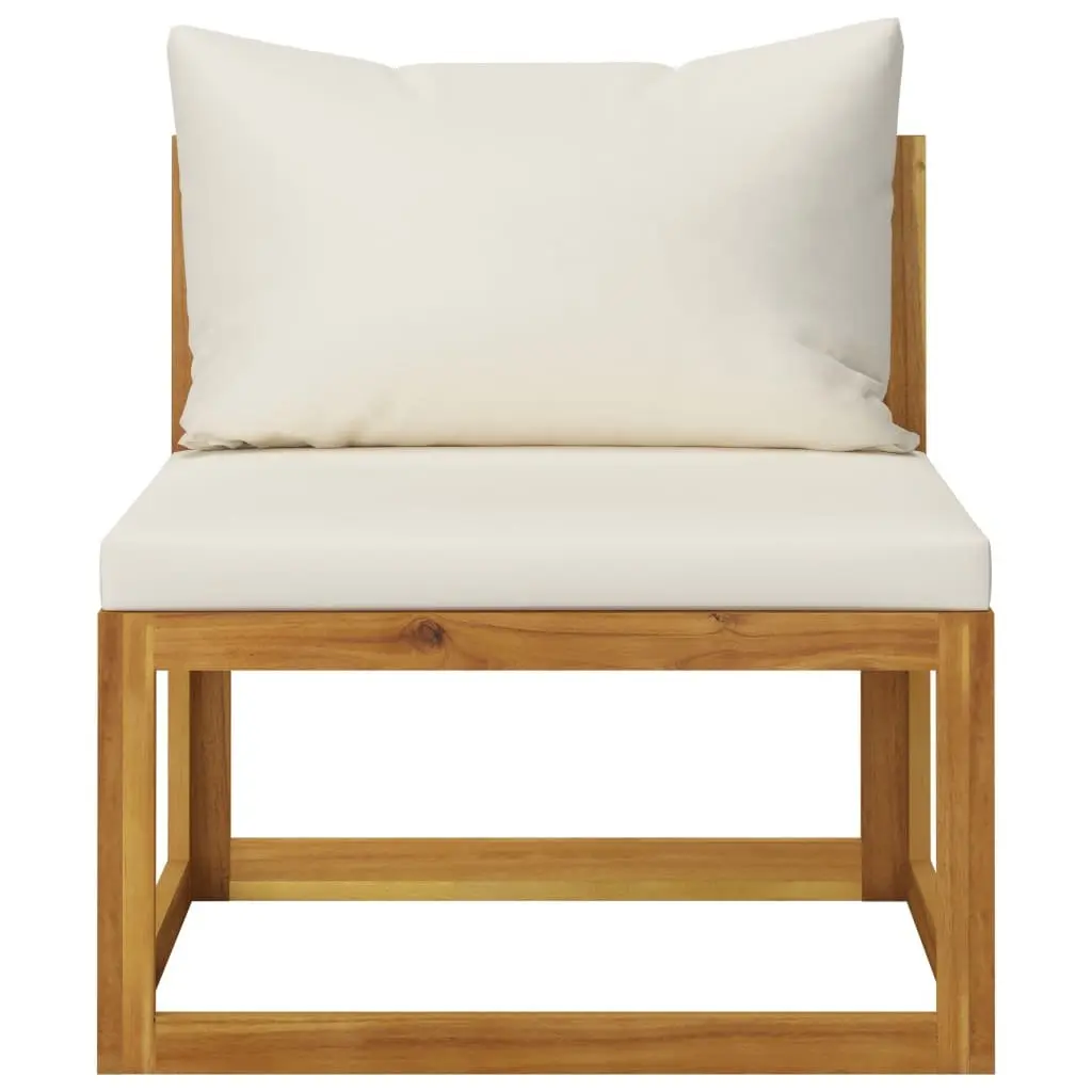 Garden Lounge Set Solid Acacia Wood Cream 6 Piece Outdoor Furniture Sofa Coffee Table Modular