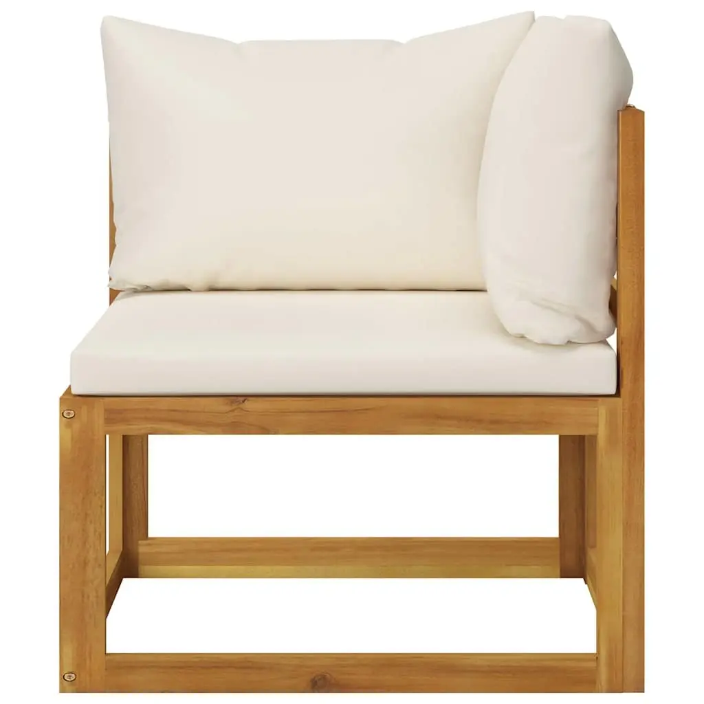 Garden Lounge Set Modular Acacia Wood 6 Piece Outdoor Furniture Cream