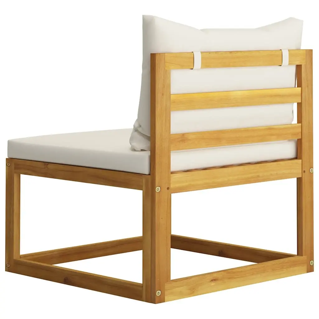 5 Piece Outdoor Lounge Set Solid Acacia Wood Cream Modular Sofa Coffee Table with Cushions