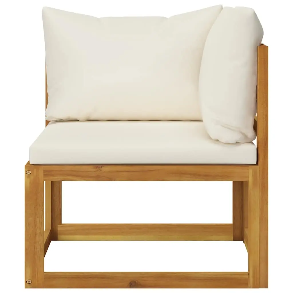 5 Piece Outdoor Lounge Set Solid Acacia Wood Cream Modular Sofa Coffee Table with Cushions