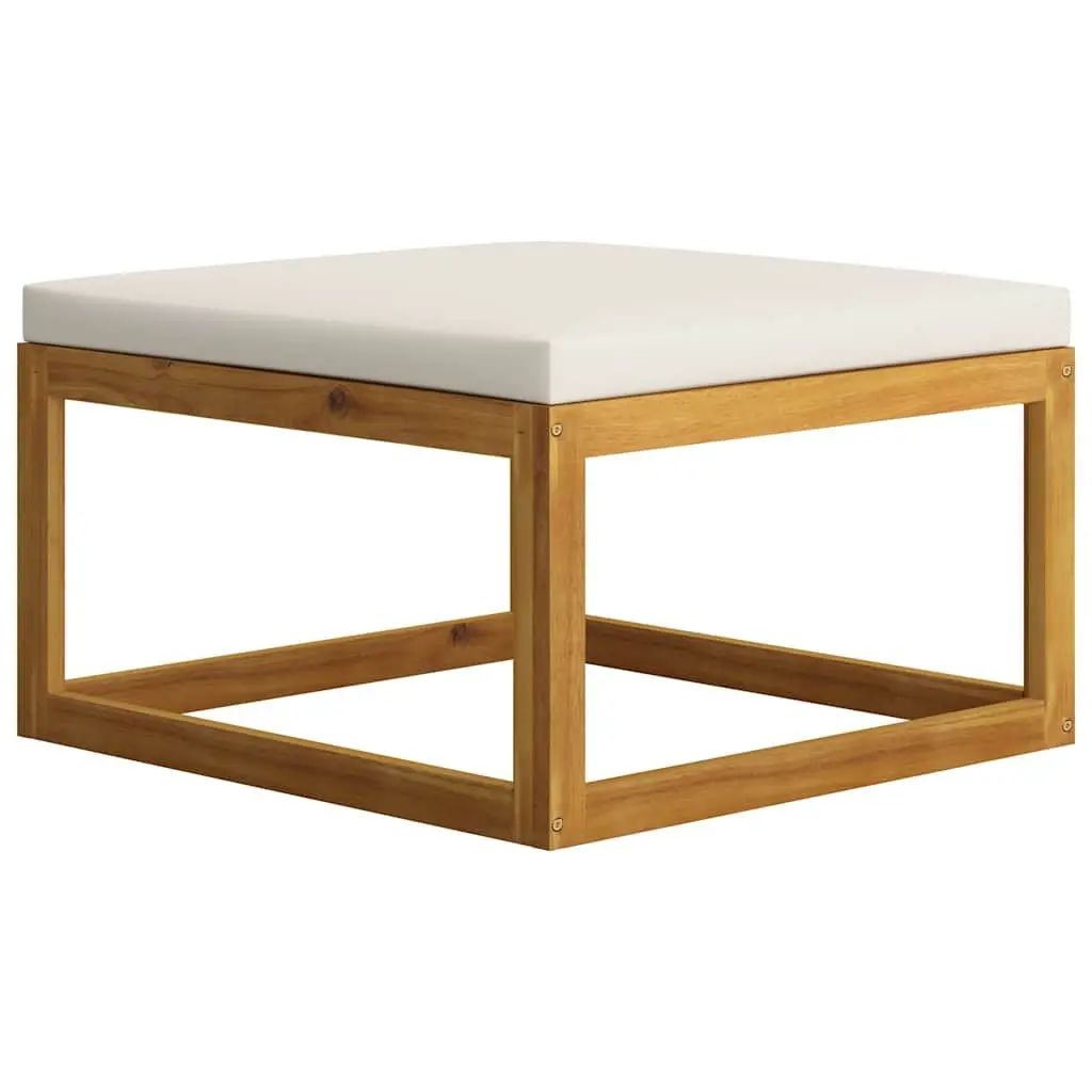 Garden Lounge Set Solid Acacia Wood 4 Piece Cream Outdoor Furniture Sofa Coffee Table Patio Seating