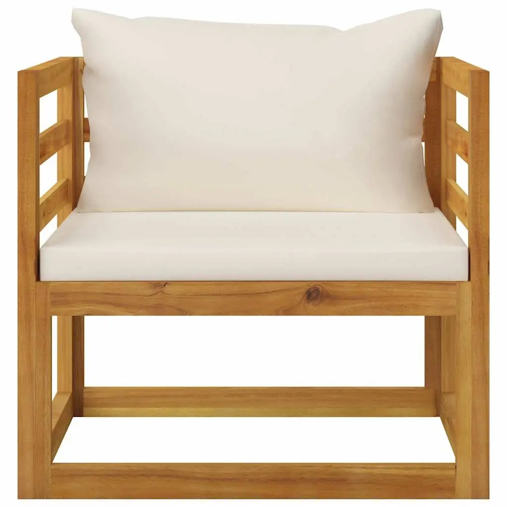 7 Piece Garden Lounge Set Solid Acacia Wood Frame Cream Cushions Outdoor Patio Seating
