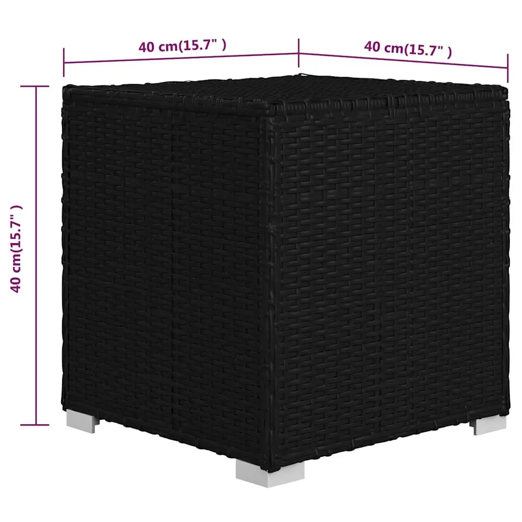 3 Piece Outdoor Chaise Lounge Set Adjustable Black PE Rattan with Tea Table