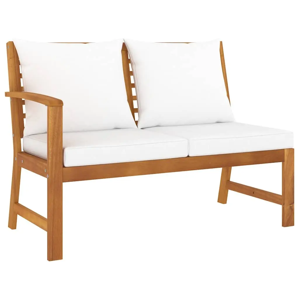 4 Piece Garden Lounge Set Solid Acacia Wood Outdoor Patio Sofa Coffee Table Cushion Cream