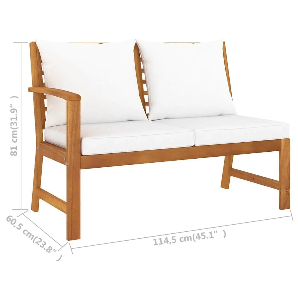 Garden Lounge Set Acacia Wood 5 Piece Cream Patio Sofa with Coffee Table and Cushions