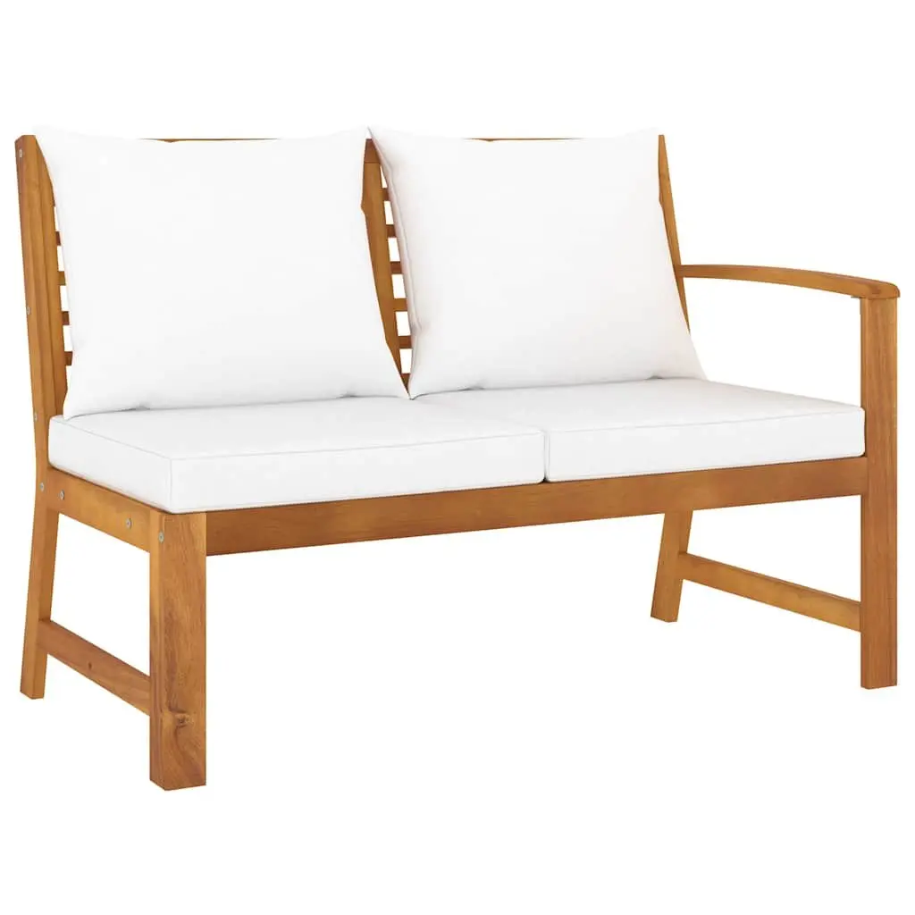 Garden Lounge Set Acacia Wood 5 Piece Cream Patio Sofa with Coffee Table and Cushions