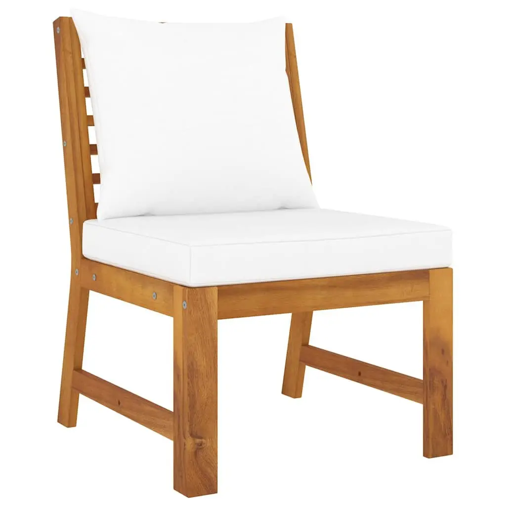 Garden Lounge Set Acacia Wood 5 Piece Cream Patio Sofa with Coffee Table and Cushions