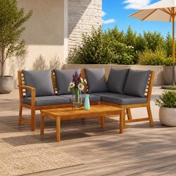 4 Piece Garden Lounge Set Outdoor Furniture Patio Sofa Coffee Table Cushions