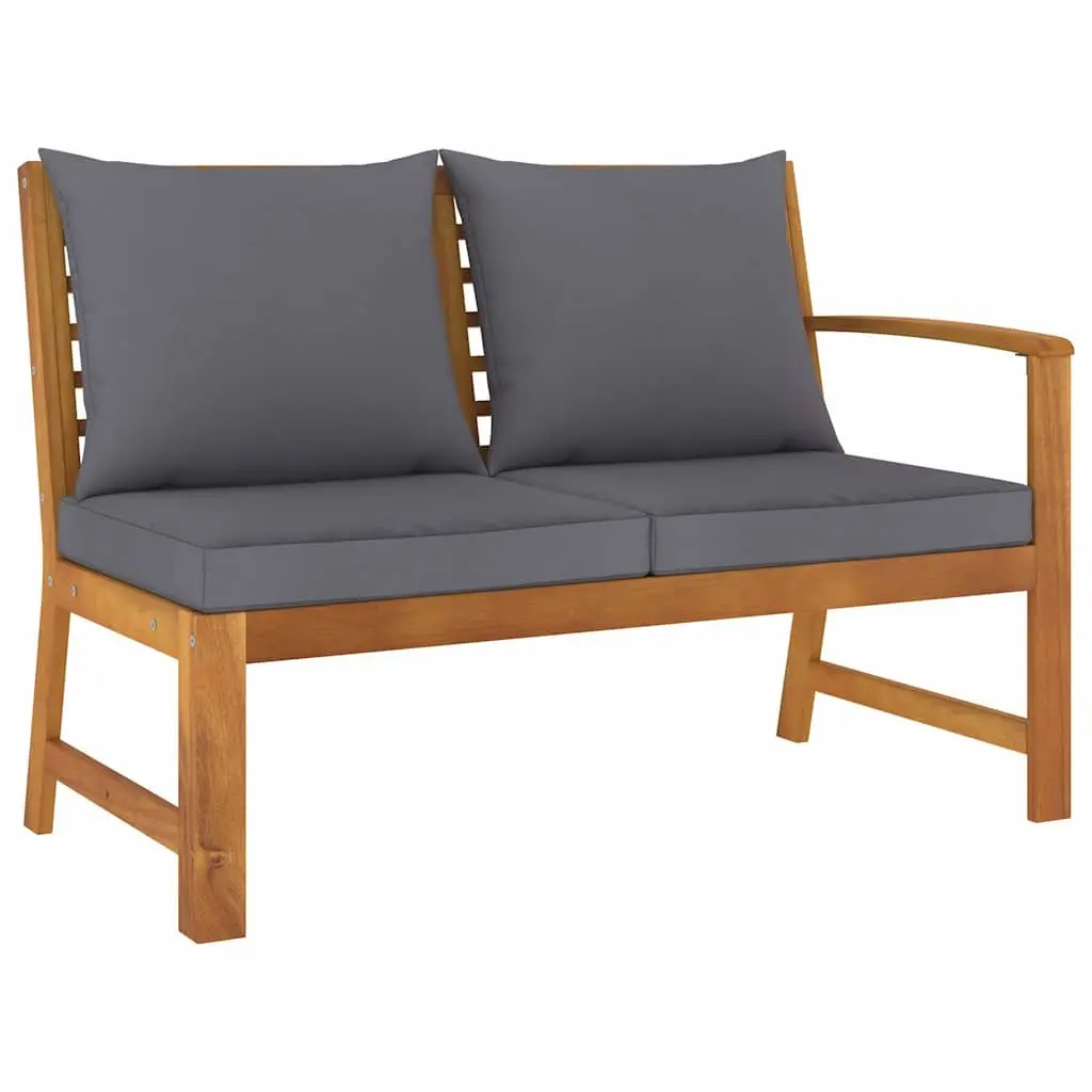 9 Piece Modular Garden Lounge Set Solid Acacia Wood Frame Grey Cushion Outdoor Furniture Patio Sofa Coffee Table